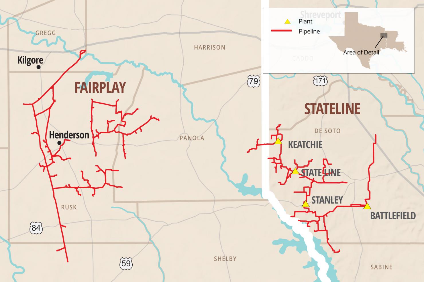 Map of Fairlpay and State Line Gathering Systems